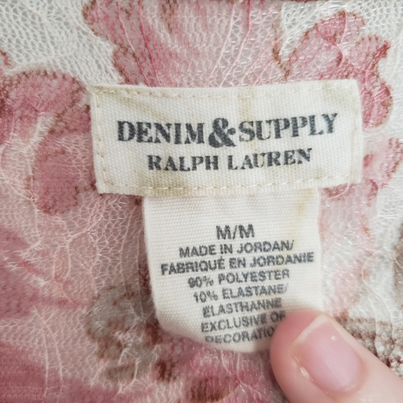 Y2K Denim and Supply Ralph Lauren Lace and Mesh Floral Long Sleeve Top Size M - Picture 8 of 8